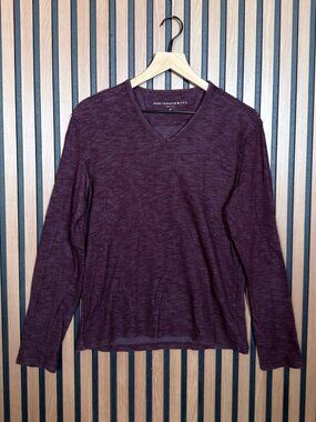John Varvatos Shirt Medium Womens Ribbed Long Sleeve V Neck Sweater